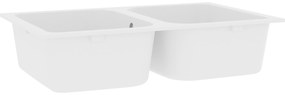 vidaXL Νεροχύτης Κουζίνας Λευκός 760x480x184 εκ. Γρανίτης