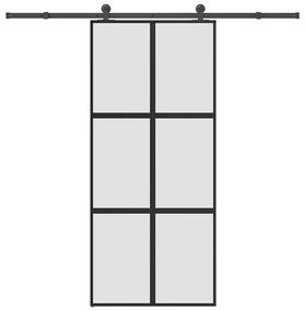 vidaXL Συρόμενη πόρτα με σετ υλικού 90x205 cm από γυαλί&Αλουμίνιο