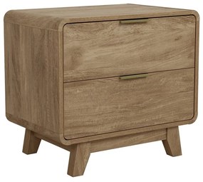Κομοδίνο Oval 09-1296 Με 2 Συρτάρια 60,2x39,5xH54,7cm Natural Particle Board, Melamine