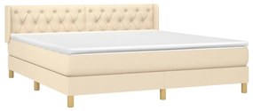 Κρεβάτι Boxspring με Στρώμα Κρεμ 160x200 εκ. Υφασμάτινο - Κρεμ