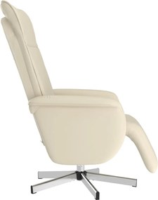 vidaXL Πολυθρόνα Μασάζ Ανακλινόμενη με Υποπόδιο Κρεμ από Συνθ. Δέρμα