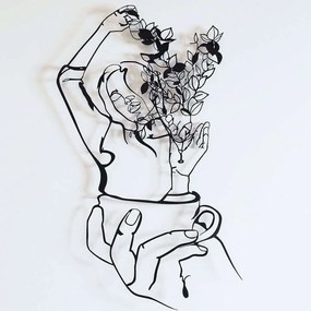 Διακοσμητικό Τοίχου Coffee Girl Line Art 507ATP1193 61x100cm Black Wallity Ατσάλι