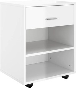 vidaXL Ντουλάπι Τροχήλατο Λευκό Γυαλ. 46 x 36 x 59 εκ. από Επεξ. Ξύλο