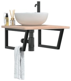 Ράφι Νιπτήρα Τοίχου από Ατσάλι / Μασίφ Ξύλο Δρυός