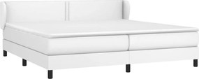 vidaXL Κρεβάτι Boxspring με Στρώμα Λευκό 200x200 εκ. Συνθετικό Δέρμα