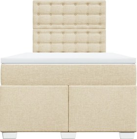 vidaXL Κρεβάτι Boxspring με Στρώμα Κρεμ 120x190 εκ. Υφασμάτινο