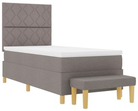vidaXL Κρεβάτι Box Spring με Στρώμα & Πάγκο Ταμπά 90x200 cm Ύφασμα
