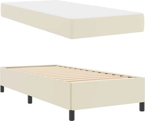 vidaXL Σκελετός Κρεβατιού με στρώμα Κρεμ 90 x 190 cm ύφασμα