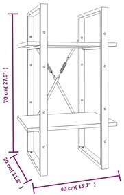 Βιβλιοθήκη με 2 Ράφια Καπνιστή Δρυς 40x30x70 εκ. Επεξεργ. Ξύλο - Καφέ