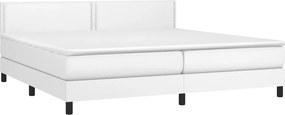 vidaXL Κρεβάτι Boxspring με Στρώμα &amp; LED Λευκό 200x200 εκ. Συνθ. Δέρμα