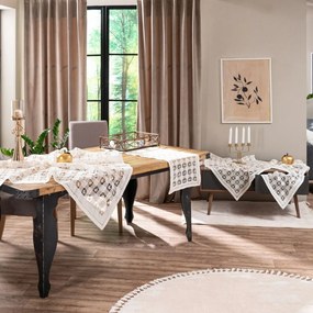 Χειροποίητο Σετ Τραπεζαρίας (5τμχ) NX516 Multi Teoran 135X135cm Linen