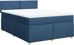 vidaXL Κρεβάτι Boxspring με Στρώμα Μπλε 140x190 εκ. Υφασμάτινο