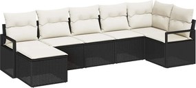 vidaXL Σετ Καναπέ με μαξιλάρι 7 pcs Μαύρο συνθετικό ρατάν