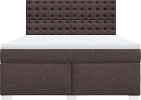 vidaXL Κρεβάτι Boxspring με Στρώμα Σκούρο Καφέ 180x200 εκ Υφασμάτινο