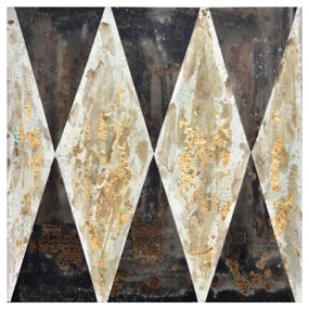 Πίνακας Σε Καμβά Cruth 1 020056 80x80xH3cm Brown-Beize-Gold Τετράγωνοι Wood, Canvas