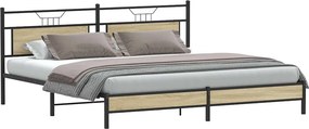 vidaXL Σκελετός Κρεβ. Χωρίς Στρώμα Sonoma Δρυς 200x200 εκ. Μεταλλικό