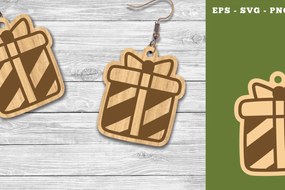 Σετ των 3 Intra απο ξύλο plywood 3mm-4mm πάχος Χριστουγεννιάτικο κουτί δώρου Σκουλαρίκια κομμένα με λέιζερ Δίασταση 3x3 cm INTRAFABR-111785308