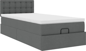 vidaXL Οθωμανικό κρεβάτι με στρώμα Σκούρο γκρι 80x200cm ύφασμα