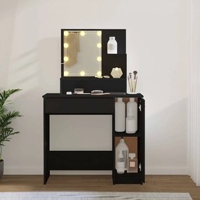 vidaXL Μπουντουάρ με LED Σετ Μαύρο 86,5 x 35 x 136 εκ.
