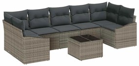 vidaXL Σετ Καναπέ Κήπου με μαξιλάρι 8 pcs Γκρι 55 x 55 x 37 εκ