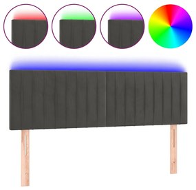 Κεφαλάρι Κρεβατιού LED Σκούρο Γκρι 144x5x78/88 εκ. Βελούδινο 3121899