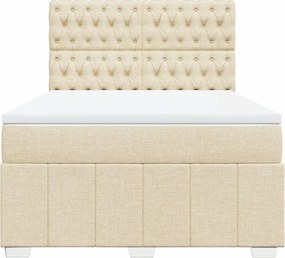 vidaXL Κρεβάτι Boxspring με Στρώμα Κρεμ 140x200 εκ. Υφασμάτινο