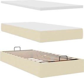 vidaXL Οθωμανικό κρεβάτι με στρώμα Cream 80x200cm ύφασμα