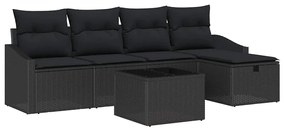 vidaXL Σετ Καναπέ Κήπου με μαξιλάρι 6 pcs Μαύρο Πολυ ράταν