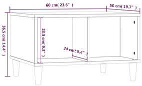 Τραπεζάκι Σαλονιού Καπνιστή Δρυς 60x50x36,5εκ. Επεξεργασμ. Ξύλο - Καφέ