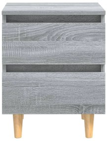 vidaXL Κομοδίνα 2 τεμ. Γκρι Sonoma 40x35x50 εκ. με Μασίφ Ξύλινα Πόδια