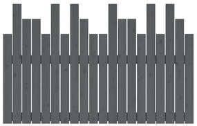 Κεφαλάρι Τοίχου Γκρι 127,5x3x80 εκ. από Μασίφ Ξύλο Πεύκου - Γκρι