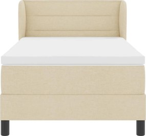vidaXL Κρεβάτι με ελατήρια με στρώμα Κρεμ 90 x 190 cm ύφασμα