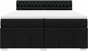 vidaXL Κρεβάτι Boxspring με Στρώμα Μαύρο 200x200 εκ. Υφασμάτινο