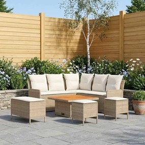 vidaXL Σύνολα επίπλων με μαξιλάρι 7 pcs Μπεζ και Κρέμα Ράτα PE