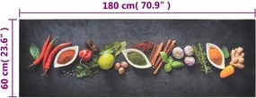 vidaXL Χαλί Κουζίνας Πλενόμενο Σχέδιο Μπαχαρικά 60 x 180 εκ. Βελούδινο