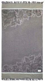 Πετσέτα Θαλάσσης Birdie Dark Grey White Fabric Θαλάσσης 70x140cm 100% Βαμβάκι