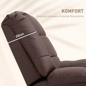 HOMCOM Πολυθρόνα Μασάζ με Ανάκλιση και Τηλεχειριστήριο 94 x 99 x 99cm Δερματίνη Καφέ