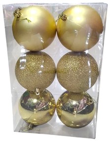Σετ Χριστουγεννιάτικες μπάλες - 8cm - 6pcs - 326031 - Gold-326031_GOLD