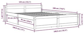 Πλαίσιο Κρεβατιού Με Συρτάρια Μαύρο 135 x 190 εκ. Double - Μαύρο