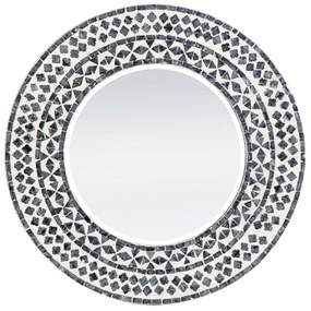 Artekko Ivory Ασπρόμαυρος Καθρέπτης Τοίχου από MDF και Capiz (61x2x61)cm Artekko 48757