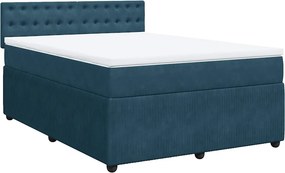 vidaXL Κρεβάτι Boxspring με Στρώμα Μπλε 160x200 εκ. Βελούδινο