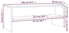 vidaXL Έπιπλο Τηλεόρασης Γκρι Σκυροδέματος 100x40x40 εκ. Επεξ. Ξύλο