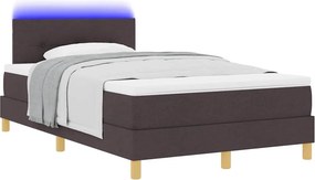 vidaXL LED Κρεβάτι με βάθρο Σκούρο Καφέ 120 x 200 cm ύφασμα