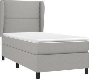 vidaXL Κρεβάτι Boxspring με Στρώμα Ανοιχτό Γκρι 100x200 εκ. Υφασμάτινο