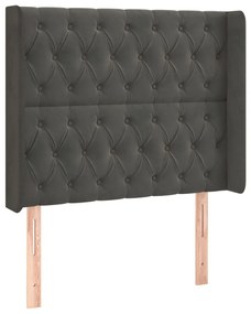Κεφαλάρι Κρεβατιού LED Σκούρο Γκρι 103x16x118/128εκ. Βελούδινο - Γκρι