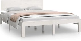 vidaXL Πλαίσιο Κρεβατιού Λευκό 150 x 200 εκ. Μασίφ Ξύλο King Size