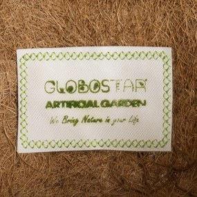 GloboStar® Artificial Garden SALAMINA 20560 Κρεμαστό Διακοσμητικό Κασπώ Γλάστρα - Flower Pot από Φλοιό Καρύδας Καφέ με Μαύρη Μεταλλική Βάση Φ25 x Υ14cm