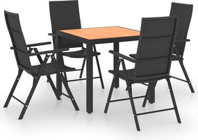 vidaXL Σετ Τραπεζαρίας Κήπου 5 Τεμαχίων Μαύρο και Καφέ