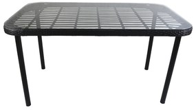 Τραπέζι Κήπου AMPIUS Μαύρο Μέταλλο/Rattan/Γυαλί 160x90x73cm - 14510031 - 14510031