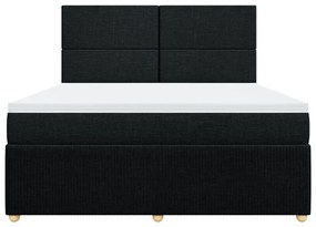 vidaXL Κρεβάτι Boxspring με Στρώμα Μαύρο 180x200 εκ. Υφασμάτινο